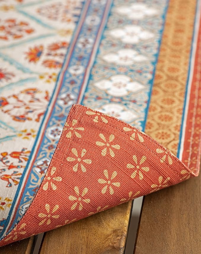 Maison d' Hermine Placemats Set of 4 100% Cotton Washable Cloth Place Mats, Reusable Table Mats for Thanksgiving Christmas Decorations Kitchen Dining Party Wedding Restaurant (Romane, 13" x 19")