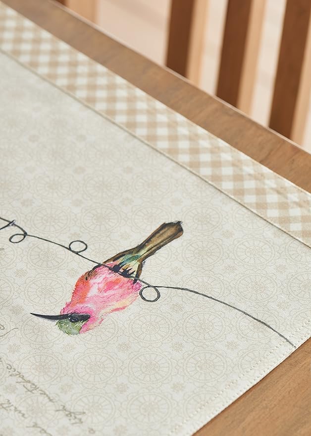 Maison d' Hermine Placemats Set of 2 100% Cotton Washable Cloth Place Mats, Reusable Table Mats for Kitchen Dining Decoration, Party, Wedding, Restaurant Spring/Summer (Birdies On Wire, 13" x 19")