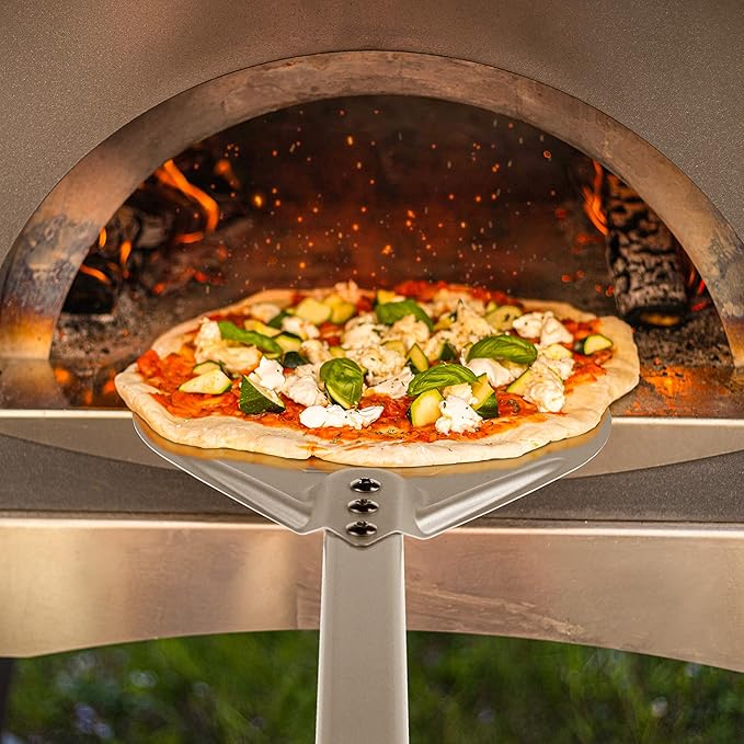 Pizza Turning Peel –7-Inch Lightweight Aluminum Paddle with Rubber-Coated Aluminum Handle, Ergonomic Design, Ideal for Indoor & Outdoor Pizza Ovens