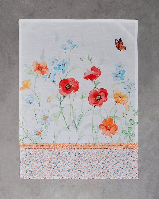 Maison d' Hermine Kitchen Towels Set of 2 100% Cotton 27.50" x 20" Reusable Cloth Tea Dish Towels Absorbent with Hanging Loop for Kitchen, Dining, Cocktail Parties Spring/Summer (Summer Whisper)