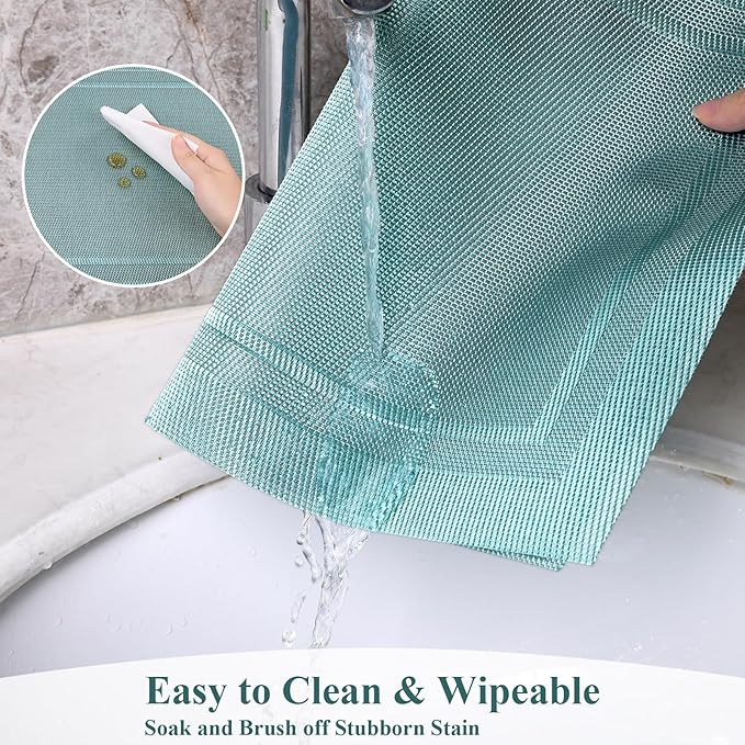 SHACOS Woven Vinyl Placemats Set of 6 Wipe Clean Place Mats for Dining Table Heat Resistant PVC Weave Table Mats Indoor Outdoor (6, Frame Light Turquoise)