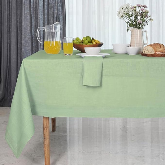 D'Moksha Homes Linen Tablecloth for Rectangle Tables 60 x 156 Inch - 100% Pure Linen Sage Green Tablecloth - Machine Washable Table Cloth for Summer, Fall and Halloween