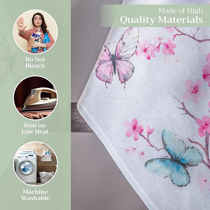 Maison d' Hermine Kitchen Towels Set of 2 100% Cotton 27.50" x 20" Reusable Cloth Tea Dish Towels Absorbent with Hanging Loop for Kitchen, Dining, Cocktail Parties Spring/Summer (Blossoms in Spring)