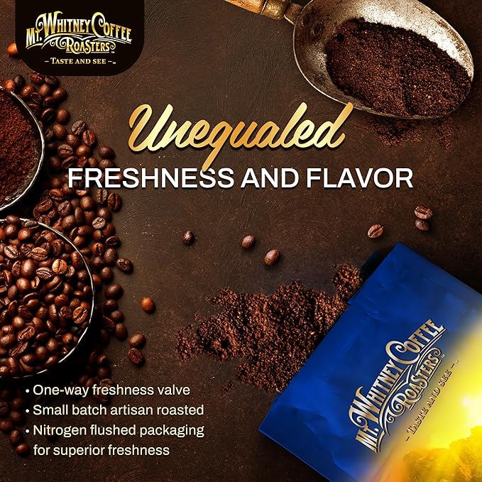 Mt. Whitney Base Camp Blend Coffee Beans - Medium Dark Roast Coffee, Low Acid Coffee - Ground Coffee, 2 pound (Pack of 1)