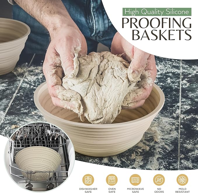 Banneton Bread Proofing Basket, Sourdough Baking Supplies, Sourdough Starter Kit Beginners, Bread Lame, Danish Dough Whisk, Bread Basket, Sourdough Banneton Basket (Pastel Yellow 2)