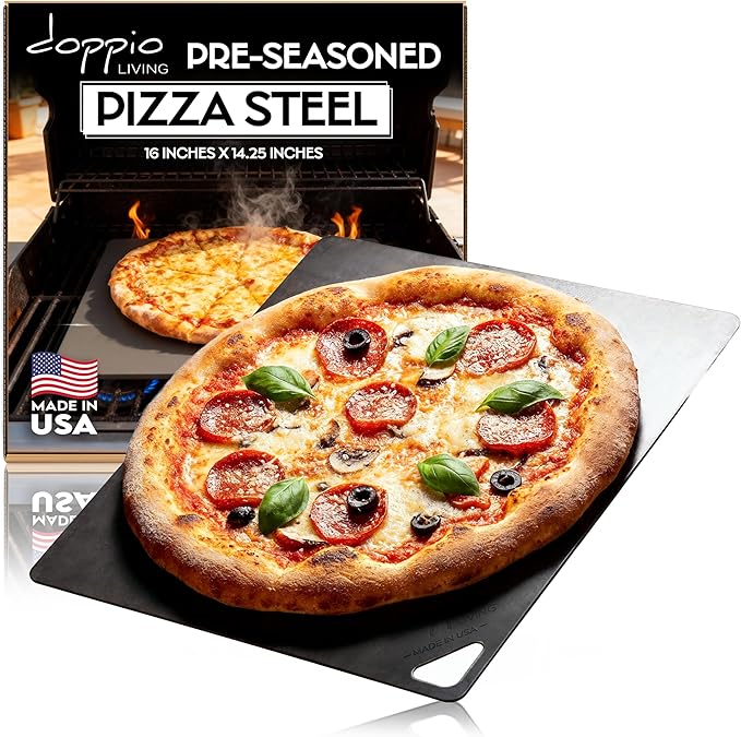 Pizza Steel for Oven (16" x 14.25") | Pre-Seasoned Baking Steel for Bread, Pizza, Sourdough & More | Premium Quality Crust at Home | Use in Oven, Grill, BBQ | Made in the USA