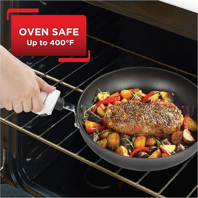 T-Fal Ultimate Hard Anodized Nonstick Griddle 10.25 Inch Oven Broiler Safe 500F Cookware, Pots and Pans, Dishwasher Safe Grey