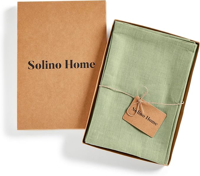 Solino Home Linen Cloth Napkins Set of 4-100% Pure Linen Chambray Olive Dinner Napkins 20 x 20 Inch for Fall, Autumn, Thanksgiving, Christmas - Athena, Handcrafted and Machine Washable