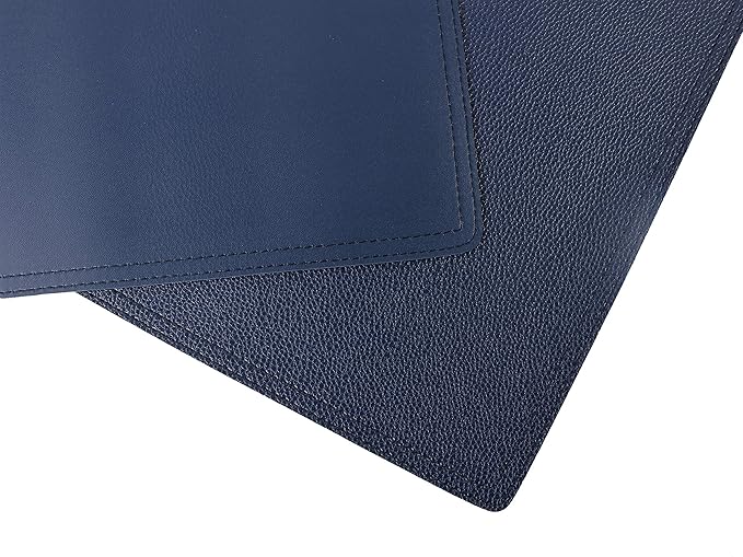 Jovono Set of 8 Faux Leather Placemats, PU Table Mats, Waterproof, Stain Resistant, Heat Resistant, Non-Slip Easy to Clean for Kitchen Dining Table,Conference Table C Blue Rectangle