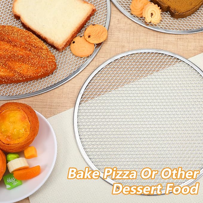 3 Pcs Pizza Screen 10 Inch 12 Inch 13 Inch Aluminum Alloy Seamless Pizza Pan Non Stick Mesh Pizza Tray for Oven BBQ Kitchen Restaurant Cookware Baking Tool