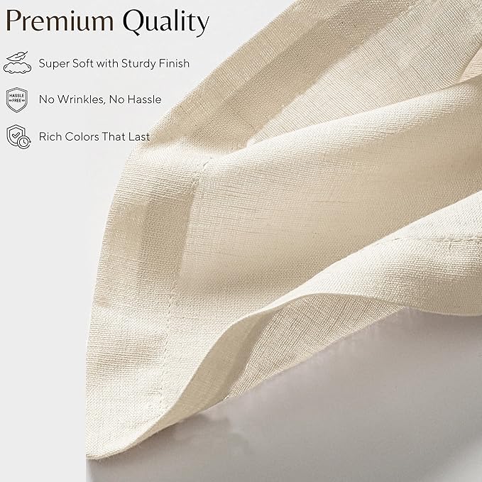 Ramanta Home Natural Coth Dinner Napkin Set of 12 Premium Cotton 18X18 Inch Linen Flax Soft & Durable Washable Ideal for Everyday Use Parties Thanksgiving Christmas Halloween