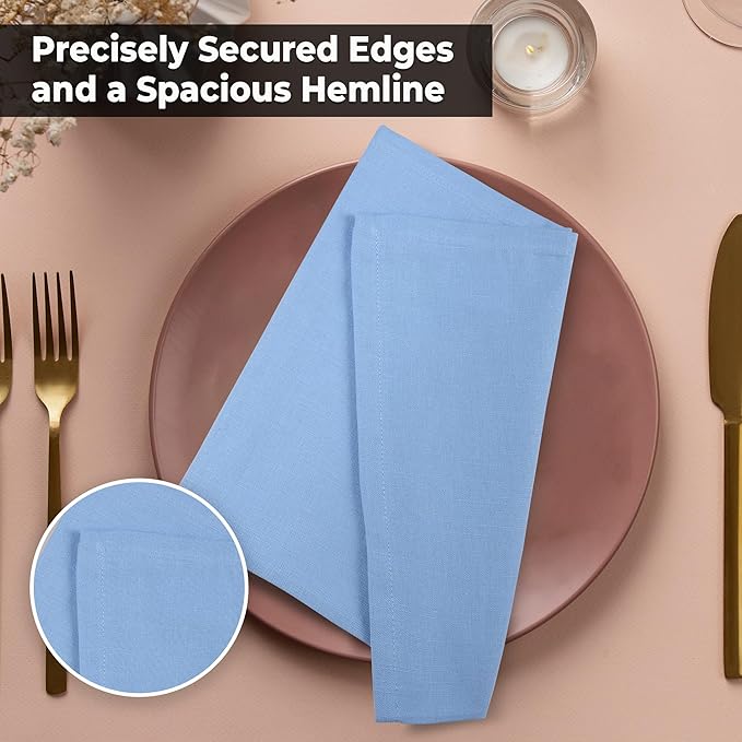 Urban Villa Ice BlueNapkins Solid Set of 12 Cloth Dinner Napkins Size 20x20 Inches Cloth Napkins 100% Cotton with Mitered Corners Ultra Soft DinnerNapkins