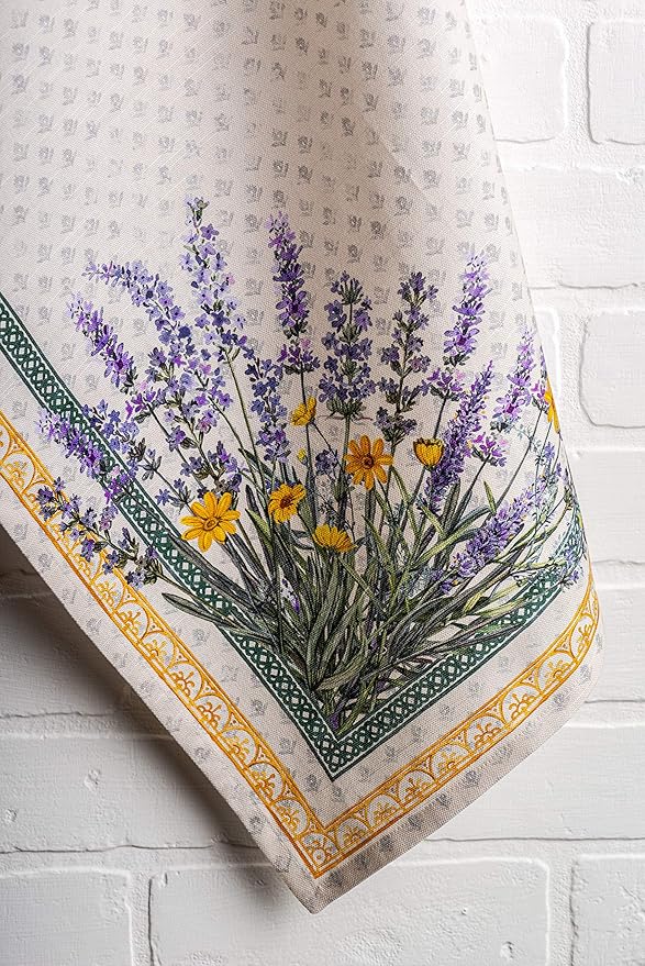 Maison d' Hermine Kitchen Towels Set of 3 100% Cotton 27.50" x 20" Reusable Cloth Tea Dish Towels Absorbent with Hanging Loop for Kitchen, Home, Dining, Cocktail Parties Spring/Summer (Fanny Lavender)