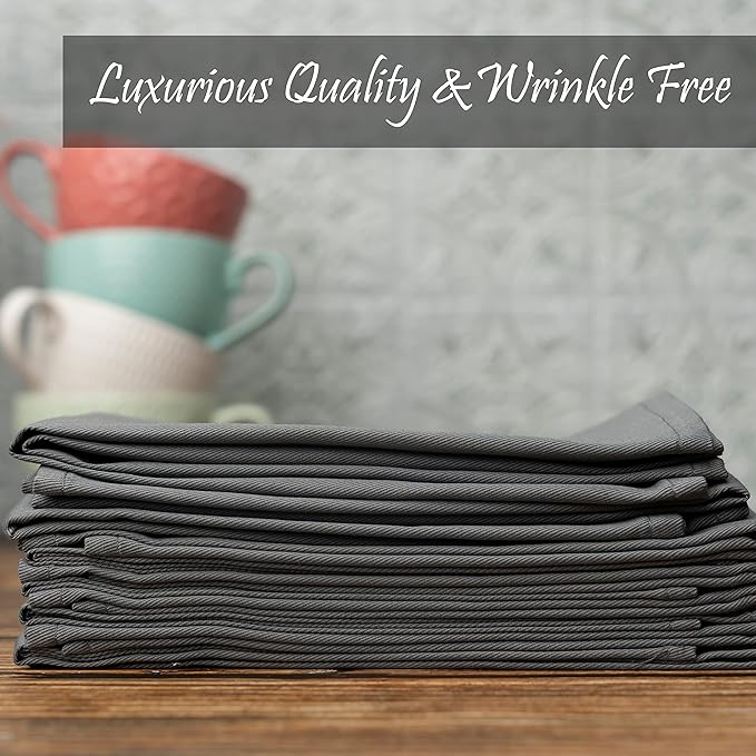 Kitchen Cloth Napkins 12 Pack 18X18 Inches Cotton Blend Soft Fabric with Hemmed Edges, Grey Dinner Napkins Washable Reusable and Durable Linen Napkins for Parties Table Setting Decor (Gray) by PERLLI