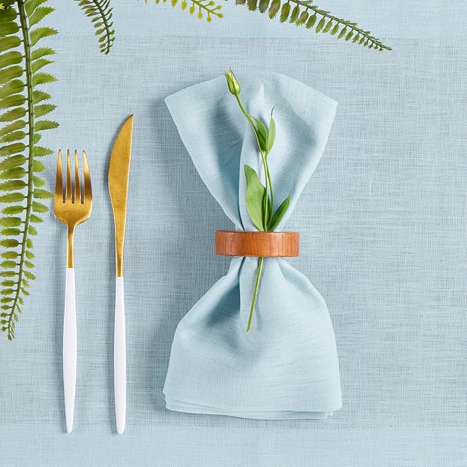 Solino Home Linen Napkins Set of 4-100% Pure Linen Ice Water Dinner Napkins Cloth 20 x 20 Inch - Fete, Handcrafted and Machine Washable - Christmas, Holiday