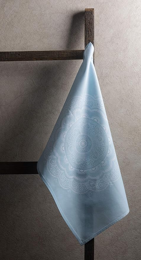 Maison d' Hermine Kitchen Towels Set of 3 100% Cotton 27.50" x 20" Reusable Cloth Tea Dish Towels Absorbent with Hanging Loop for Kitchen, Home, Dining, Cocktail Parties Spring/Summer (Ibiza - Blue)