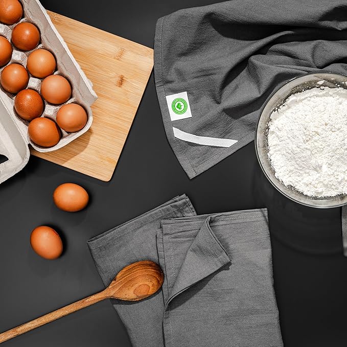 Gray Flour Sack Tea Towels - 100% Cotton, 5 Pack, 27"x27" Extra Large, Highly Absorbent Dish Drying Towels - Baking Towels, Customizable and Versatile Kitchen Towels (Gray - 5 Pack)