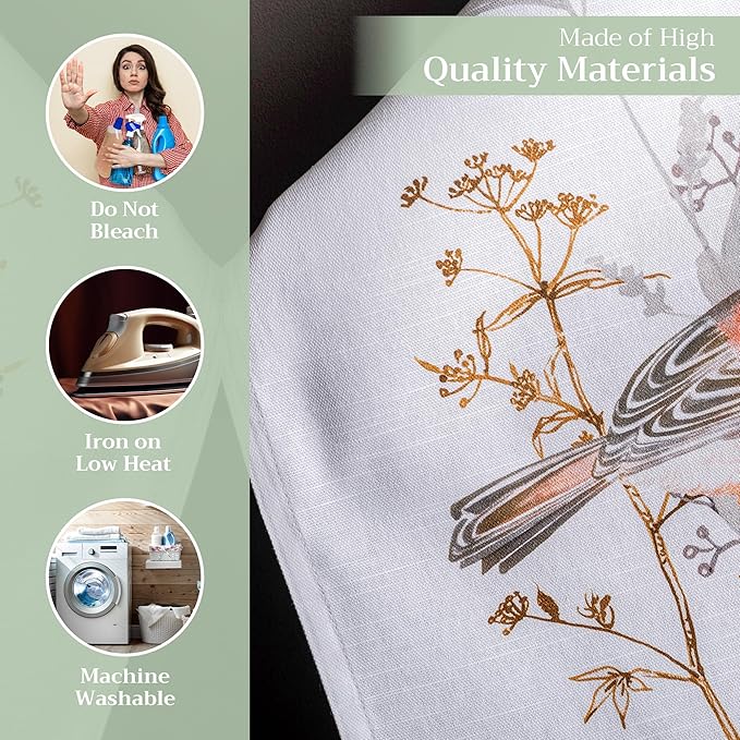 Maison d' Hermine Kitchen Towels Set of 3 100% Cotton 27.50" x 20" Reusable Cloth Tea Dish Towels Absorbent with Hanging Loop for Kitchen, Cocktail Parties Spring/Summer (Meadow Florals - Beige)