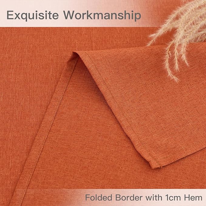 maxmill Linen Textured Rectangle Tablecloth Water Resistant Wrinkle Free Spillproof, Soft Fall Table Cloth for Thanksgiving Party Harvest Holiday Tablecloths Halloween Decoration, 60 x 84 Inch Rust