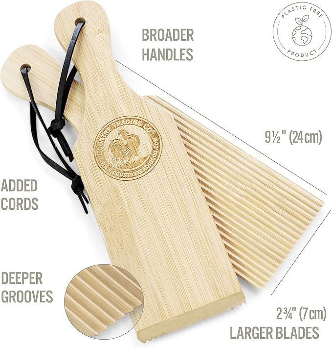 Gnocchi Boards and Wooden Butter Paddles to Easily Create Authentic Homemade Pasta and Butter Without Sticking - Set of 2 Makers - 9.5 inches