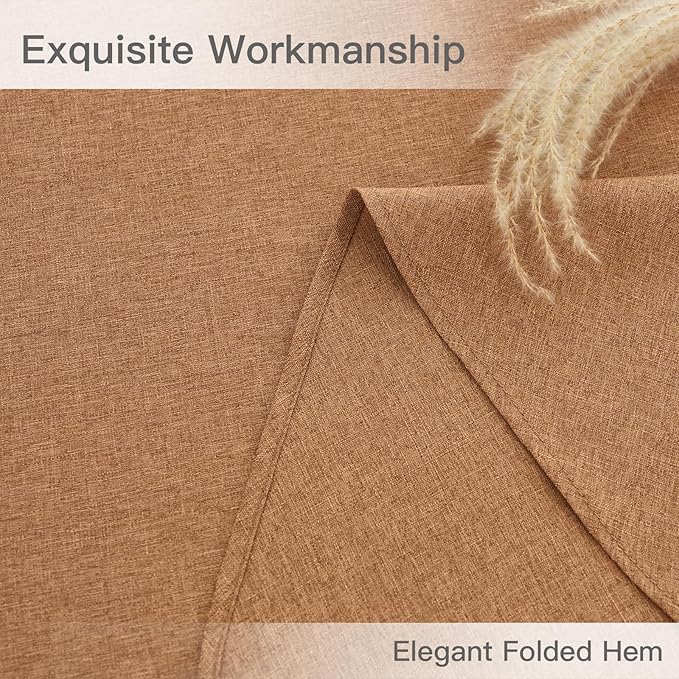 maxmill Fall Round Tablecloth Linen Texture Stain Resistant Waterproof Anti-Shrink Spillproof Washable Soft Table Cloth for Dining Room, Farmhouse Harvest Thanksgiving Holiday Party, 70 Inch, Amber