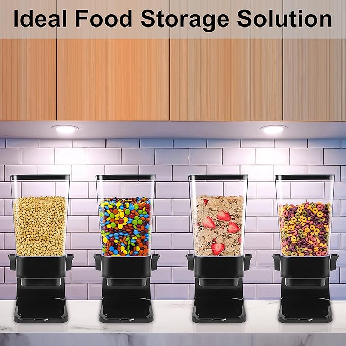 Cereal Dispenser Countertop with lids, Organization and Storage Containers for Kitchen and pantry, 5L Rice Dispenser for Cereal, Beans, Grains, Nuts, Snack,Oatmeal, Dog Food, Bird Seed, Black, 2Pc