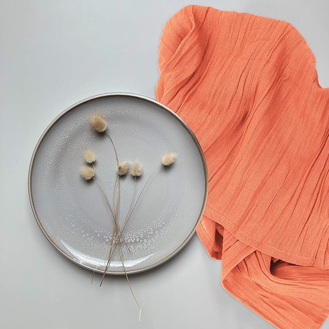 RUVANTI Flour Sack Towels 6 Pack 28x28 Inch, 100% Cotton Tea Towel, Reusable, Machine Washable, Absorbent BarTowels - Dish Cloth Perfect for Drying Dishes & Cleaning - Orange