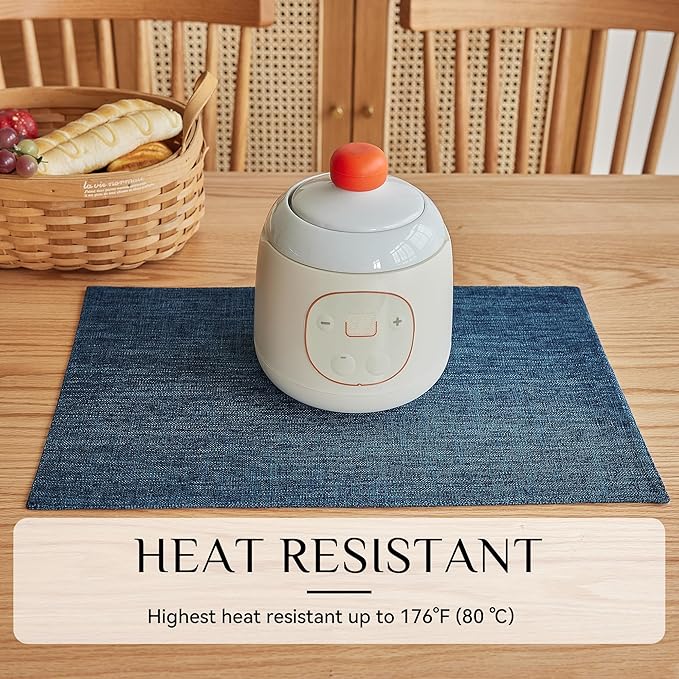 Softalker Faux Linen Placemats Set of 6-12 x 18 Inch, Heat Resistant Double Layered Durable Burlap Farmhouse Place Mats, Non-Slip Washable Rustic Table Mats for Dining, Kitchen, Party（Navy Blue