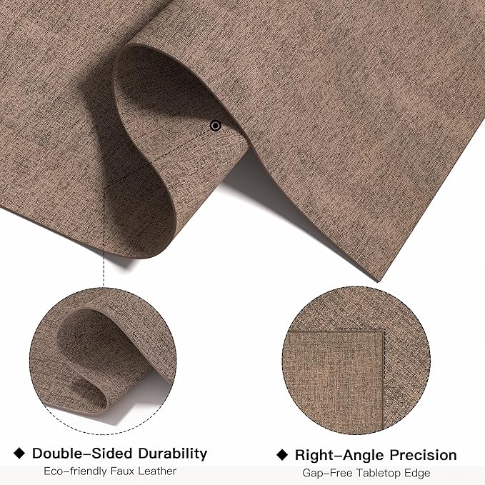 DOLOPL Placemats Set of 6, Reversible Wipeable & Heat Resistant Place Mats, Modern Faux Leather Table Mats for Kitchen, Neutral Waterproof Tablemats for Dining Table Decor, Wedding, Party(Brown)