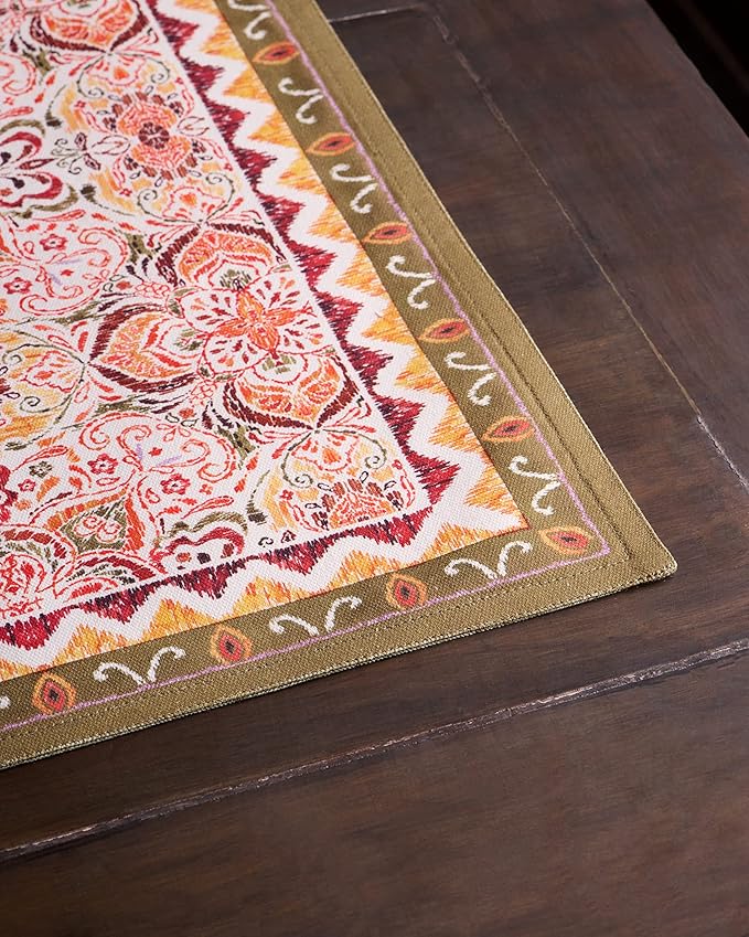 Maison d' Hermine Placemats Set of 4 100% Cotton Washable Cloth Place Mats, Reusable Table Mats for Thanksgiving Christmas Decorations Kitchen Dining Party Wedding Restaurant (Damask, 13" x 19")