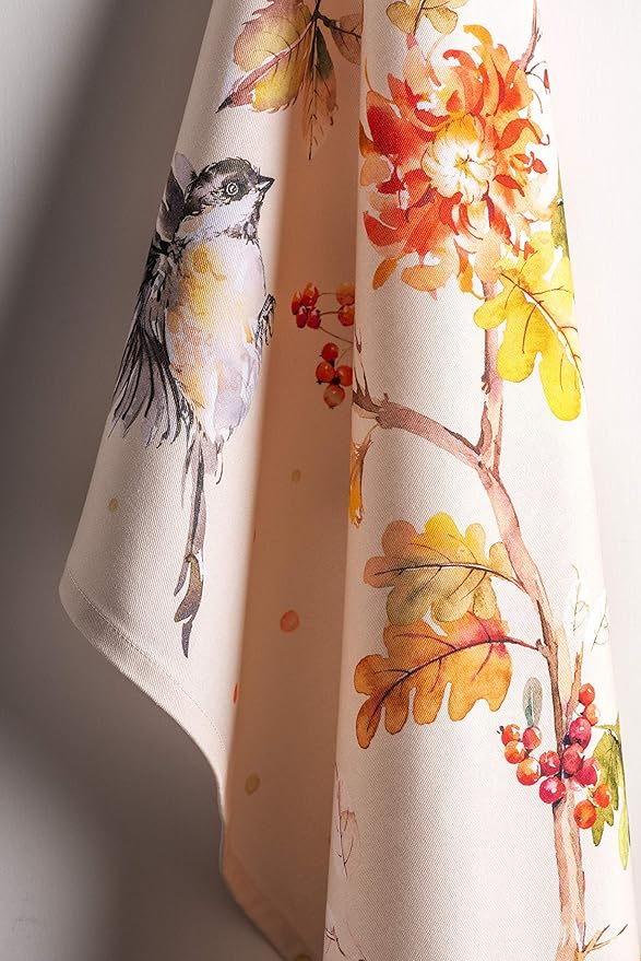 Maison d' Hermine Kitchen Towels Set of 3 100% Cotton 20" x 27.5" Reusable Cloth Tea Dish Towels Absorbent with Hanging Loop for Kitchen Dining Thanksgiving Christmas Decorations (Kelim - Prairie)