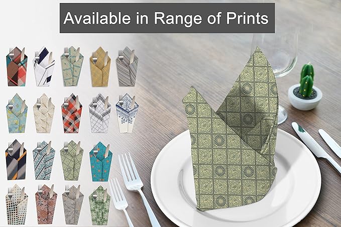 RUVANTI Cloth Napkins Set of 6 Cotton 100%, 18x18 Inches Napkins Cloth Washable, Soft, Absorbent. Cotton Napkins for Parties, Christmas, Thanksgiving, Weddings, Dinner Napkins Cloth - Floral Tiles