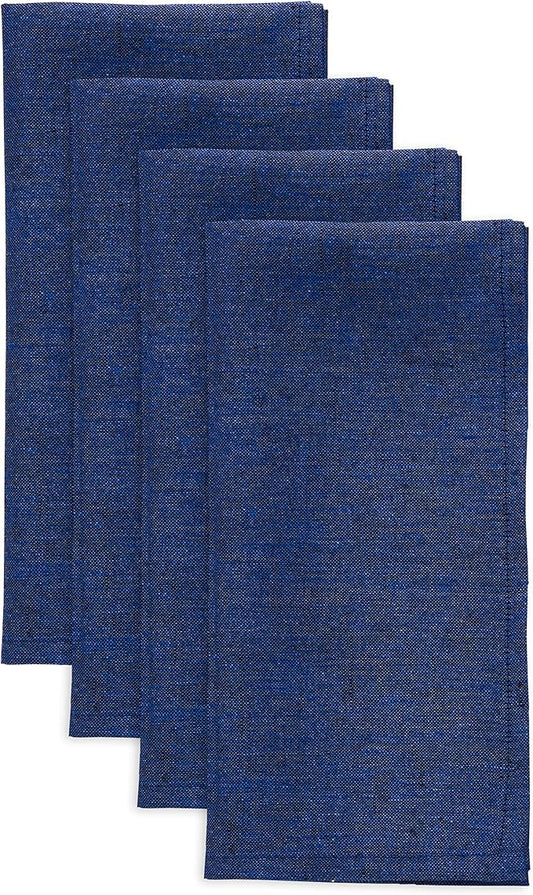 Solino Home Linen Napkins Set of 4-100% Pure Linen Royal Blue Dinner Napkins Cloth 20 x 20 Inch - Athena, Handcrafted and Machine Washable - Christmas