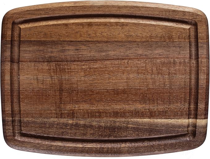 TB Home Acacia Wood Cutting Board with Juice Groove, Small Wooden Cutting Board for Kitchen, 8" x 6" x 5/8"