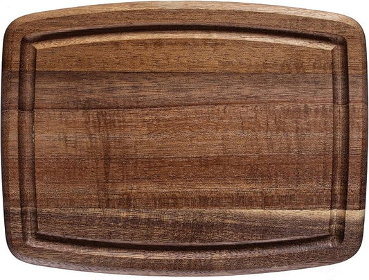 TB Home Acacia Wood Cutting Board with Juice Groove, Small Wooden Cutting Board for Kitchen, 8" x 6" x 5/8"