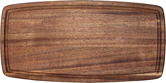 TB Home Acacia Wood Cutting Board with Juice Groove, Wooden Chopping Board for Kitchen, 14” x 7” x 5/8”