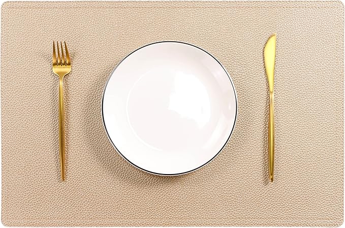 Set of 8 Faux Leather Placemats, PU Table Mats, Waterproof, Stain Resistant, Heat Resistant, Easy to Clean for Kitchen Dining Table,Conference Table