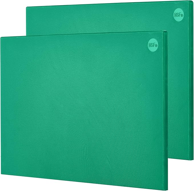 CURTA 2-Pack Green Cutting Boards for Kitchen, 24" x 18" x 0.5" Color Coded Plastic Chopping Board with Anti Slip Surface Dishwasher Safe