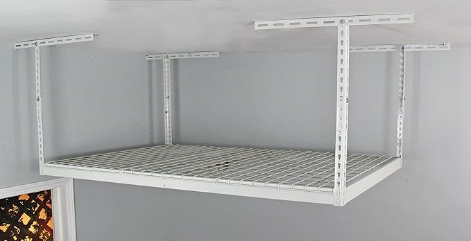 SafeRacks 4x6 Overhead Garage Storage Rack - Heavy Duty Steel Ceiling Mount Storage Shelves with 500 lb Capacity - Adjustable, Garage Overhead Storage, 18"-33" 2 Pack
