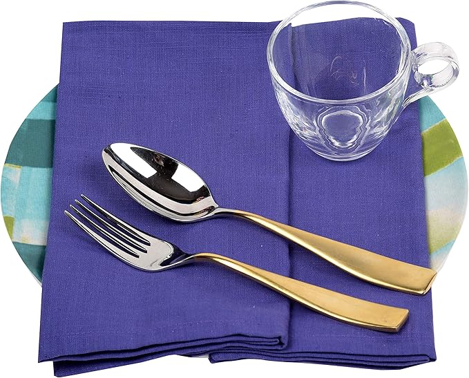 Urban Villa Napkins Solid Slub Set of 12 MUL Color Dinner Napkins Size 20X20 in Cloth Napkins Cotton Cloth Napkins Premium Quality Mitered Corner Ultra Soft Dinner Napkins