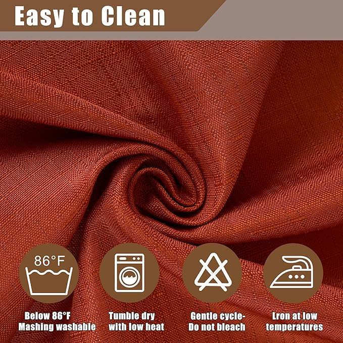 Fitable Faux Linen Rectangle Tablecloths 60 x 120 Inch - 2 Pack Rust Table Cloth for 6-8 Foot Tables, Faux Burlap Kitchen Table Cover for Thanksgiving Autumn Dining Party Farmhouse Banquet Buffet