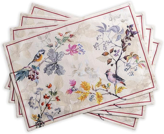 Maison d' Hermine Placemats Set of 4 100% Cotton Washable Cloth Place Mats, Reusable Table Mats for Thanksgiving Christmas Decorations Kitchen Dining Party Wedding (Equinoxe - Beige, 13" x 19")