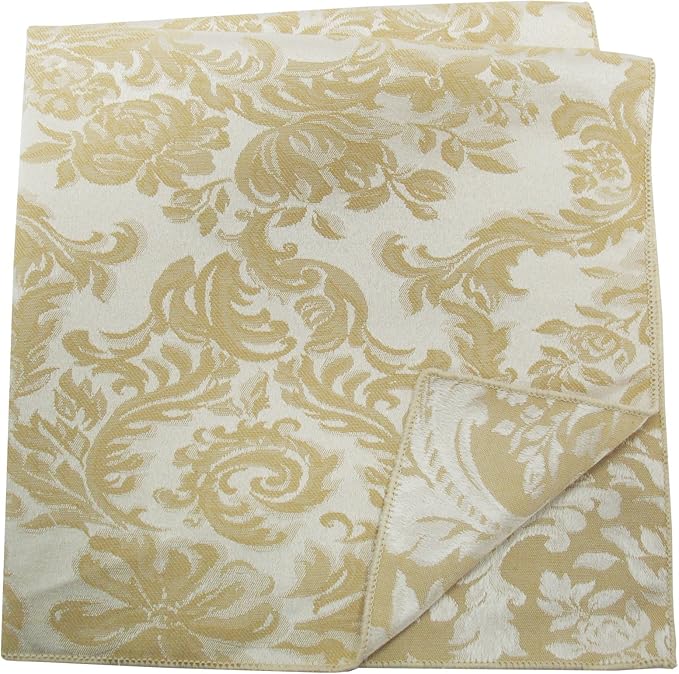 Ultimate Textile Miranda Damask Champagne Cloth Napkins - 17" x 17" (Set of 24) Square Washable Cotton Polyester for Wedding, Party & Dining Events