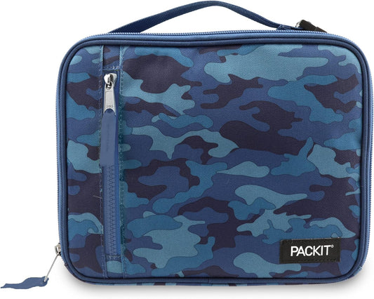 PackIt Freezable Classic Lunch Box, Blue Camo, Built with ECOFREEZE Technology, Collapsible, Reusable, Zip Closure With Zip Front Pocket and Buckle Handle, Designed for Lunches