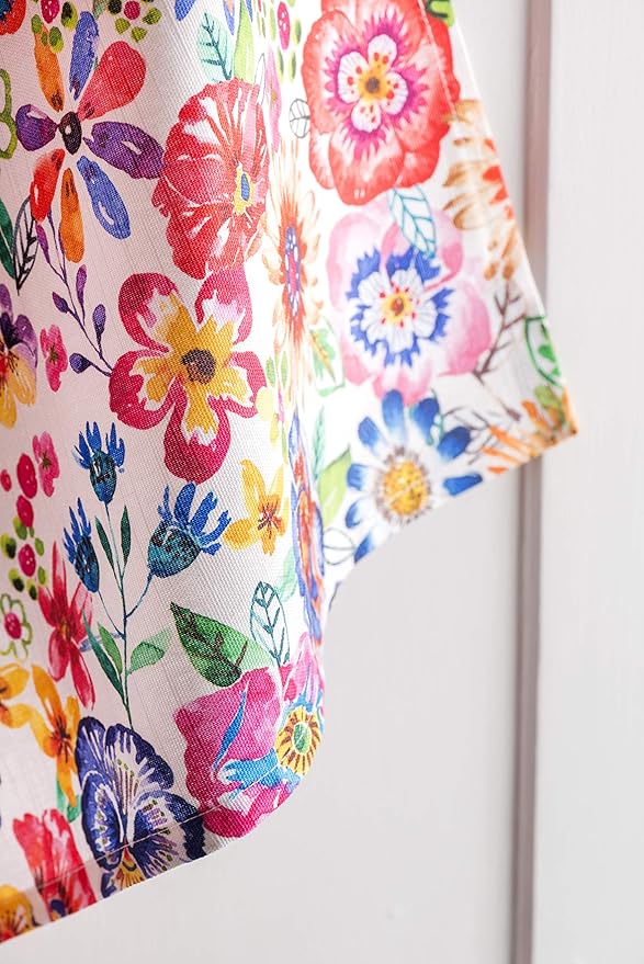 Maison d' Hermine Kitchen Towels Set of 3 100% Cotton 27.50" x 20" Reusable Cloth Tea Dish Towels Absorbent with Hanging Loop for Kitchen, Cocktail Parties Spring/Summer (Happy Florals - High Summer)