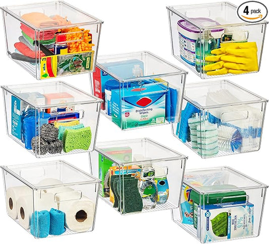 ClearSpace Plastic Storage Bins with Lids X-Large – Perfect Kitchen Organization, Desk Organizer or Pantry Storage – Desktop Organizer, Pantry Organization and Storage Bins, Cabinet Organizers