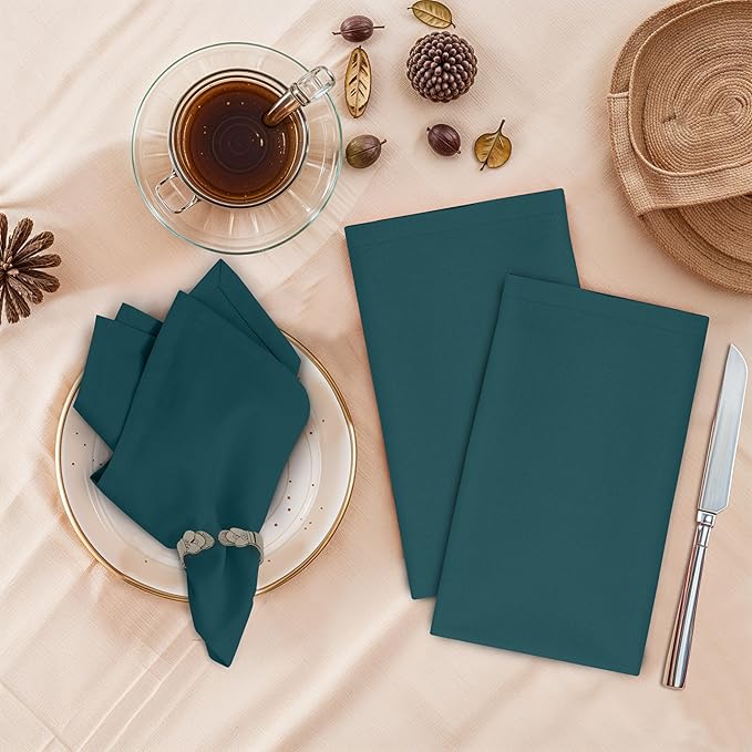 Ruvanti Cloth Napkins Set of 6, 18x18 Inches, 100% Cotton, Washable, Soft & Absorbent, Perfect for Wedding, Christmas, ‎Thanksgiving Dinners - Deep Teal
