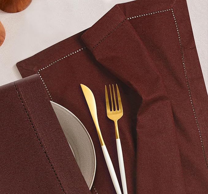 Bedding Craft Cotton Cloth Dinner Napkins Set of 12 – 18x18 Poppy Red with Frayed Fringe – Machine Washable Fabric Napkins for Weddings, Baby Showers, Parties & Daily Dining