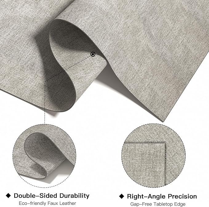 DOLOPL Placemats Set of 4, Reversible Wipeable & Heat Resistant Place Mats, Modern Faux Leather Table Mats for Kitchen, Neutral Waterproof Tablemats for Dining Table Decor, Wedding, Party(Grey)