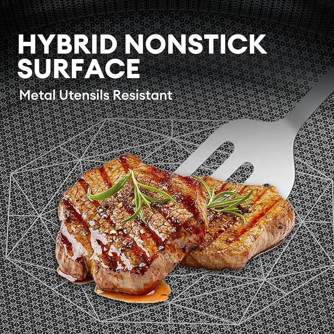 COOKER KING 5QT Stainless Steel Saute Pan with Lid, Hybrid Nonstick Deep Saute Pan, Chicken Fryer, Tri-Ply Clad Even Heat Distribution, Dishwasher-Friendly,Oven Safe to 500°F, Induction Compatible